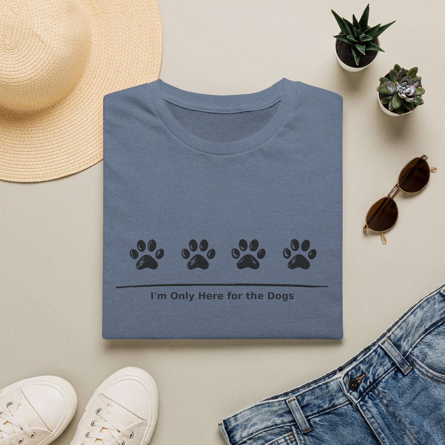 "I'm Only Here for the Dogs" Paw Print Tee