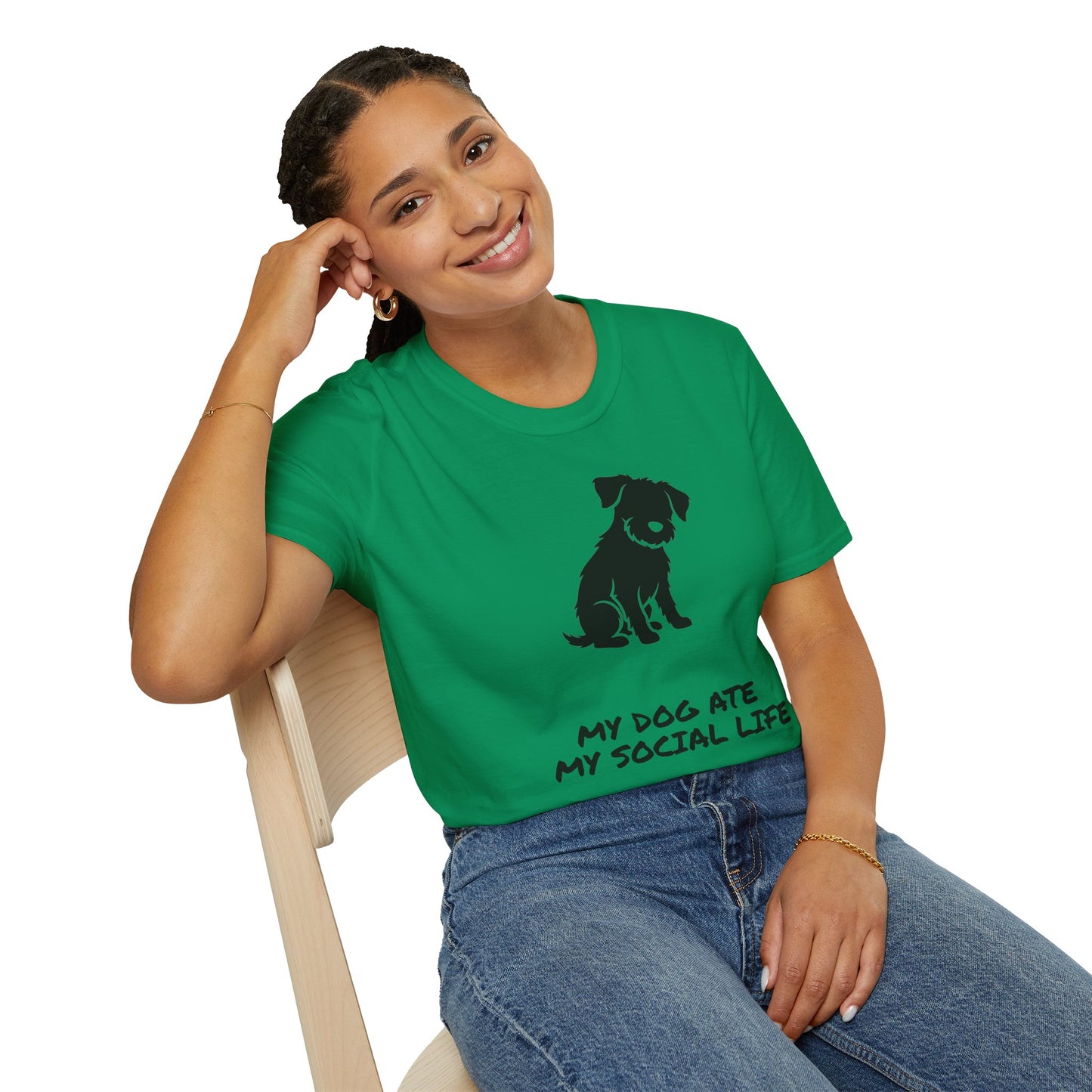 Dog Silhouette T-Shirt — "My Dog Ate My Social Life" Cute Pet Lover Tee