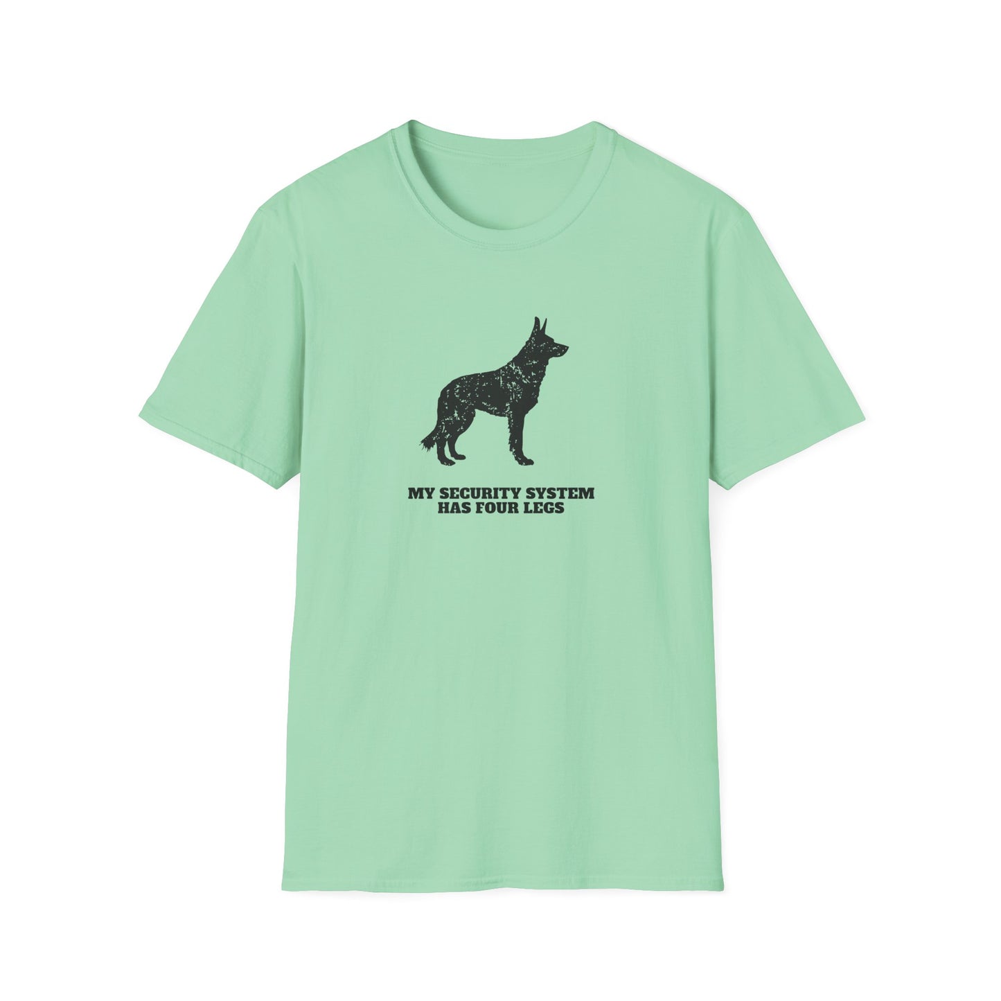 Dog Security T-Shirt — “My Security System Has Four Legs” Graphic Tee