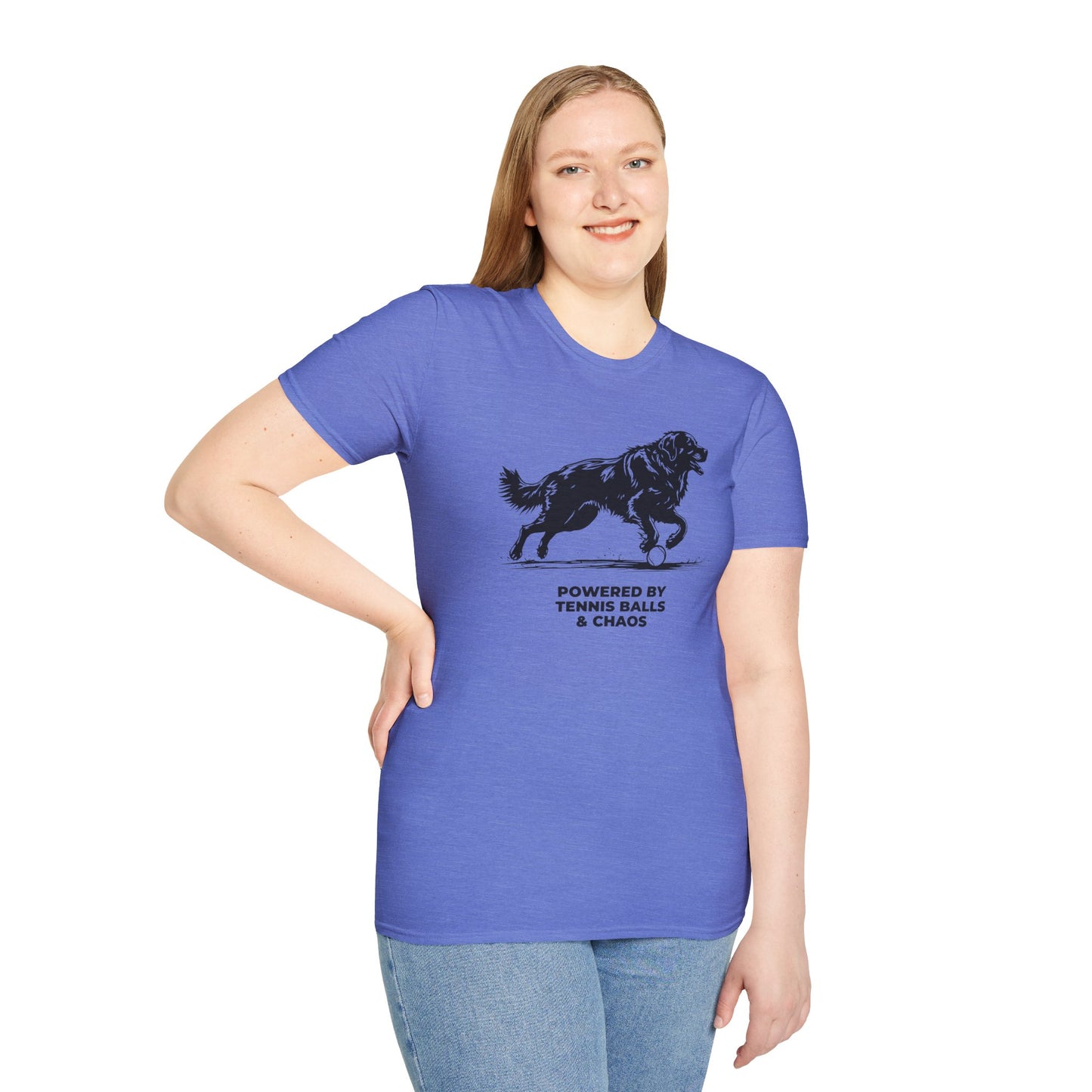 Retriever T‑Shirt — "Powered by Tennis Balls & Chaos" Graphic Tee