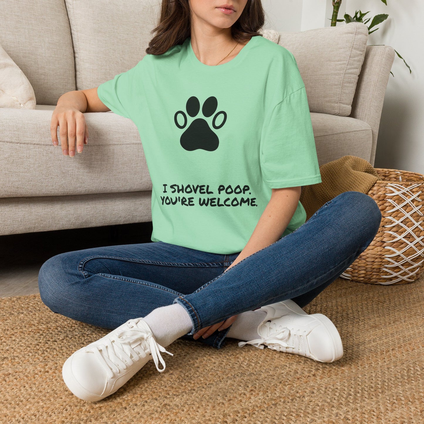 Paw Print T-Shirt — "I Shovel Poop, You're Welcome" Dog Lover Tee