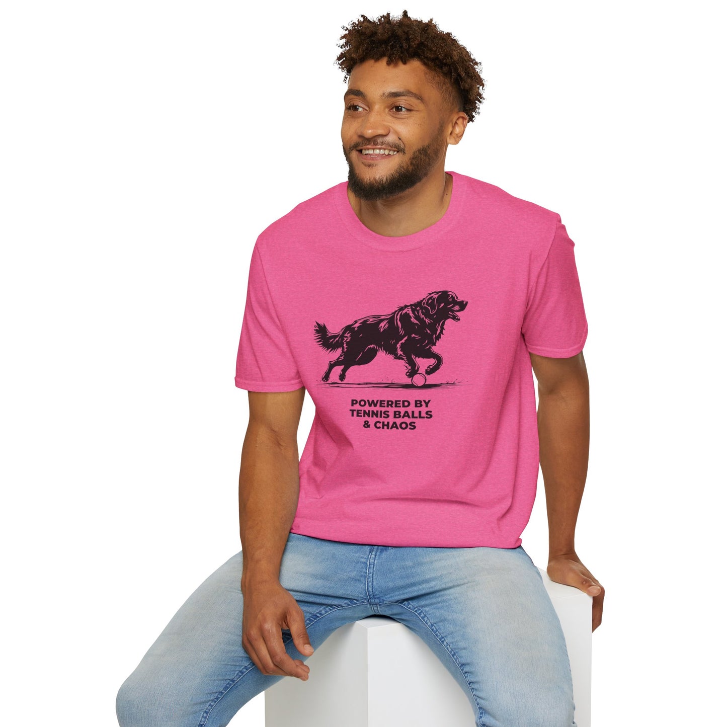 Retriever T‑Shirt — "Powered by Tennis Balls & Chaos" Graphic Tee