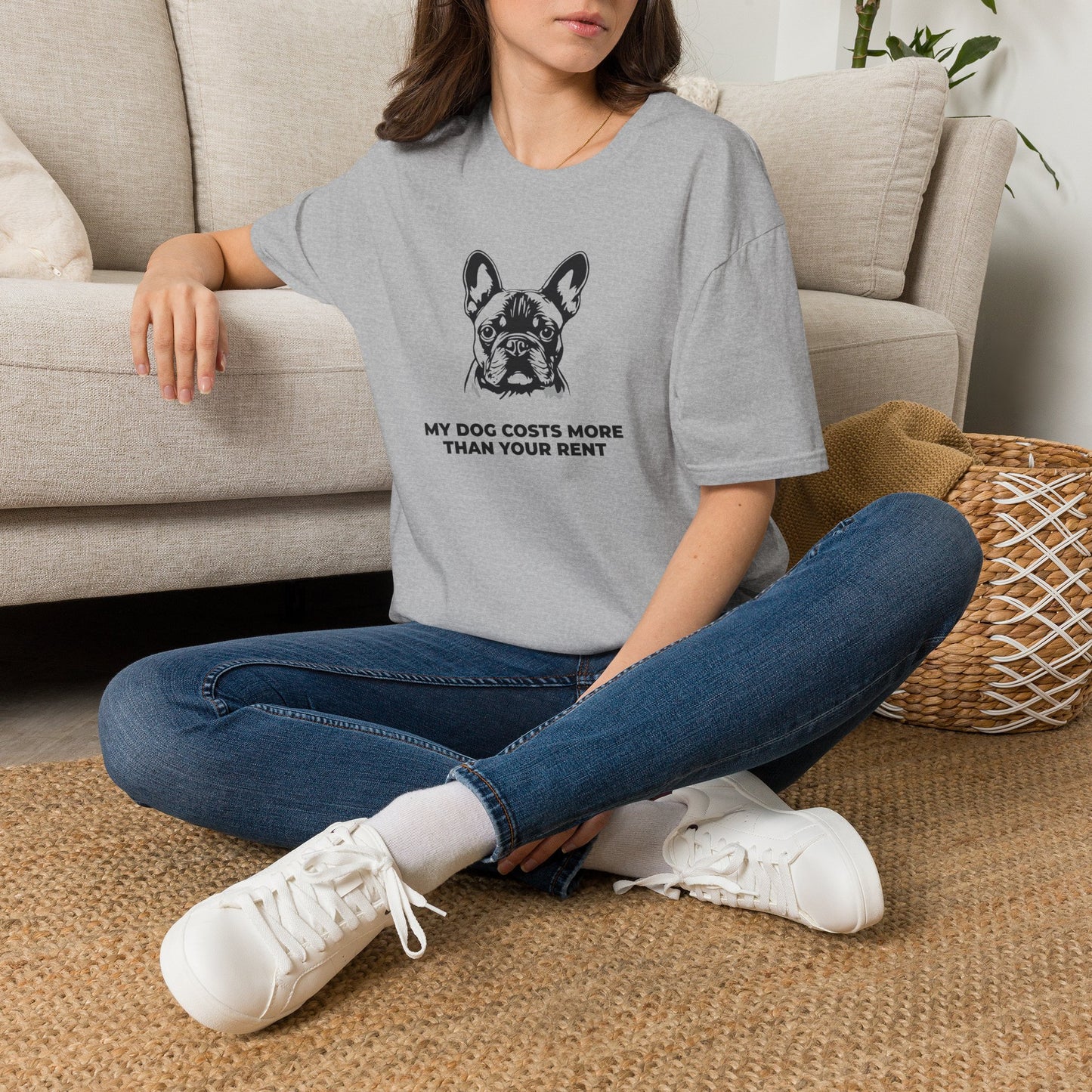 French Bulldog T-Shirt — "My Dog Costs More Than Your Rent" Cute Pet Lover Tee
