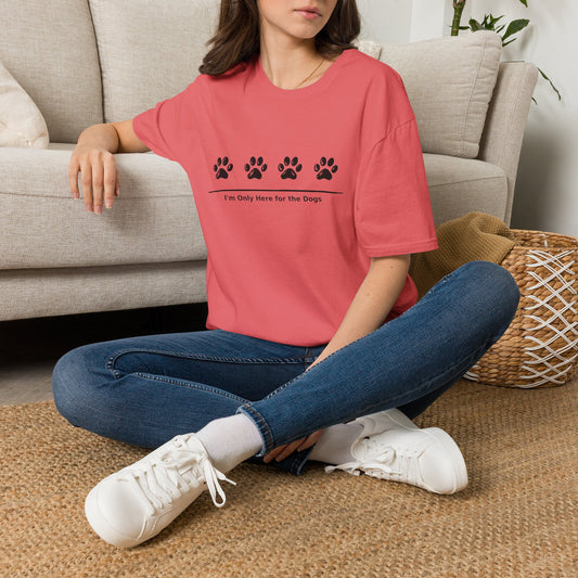 "I'm Only Here for the Dogs" Paw Print Tee