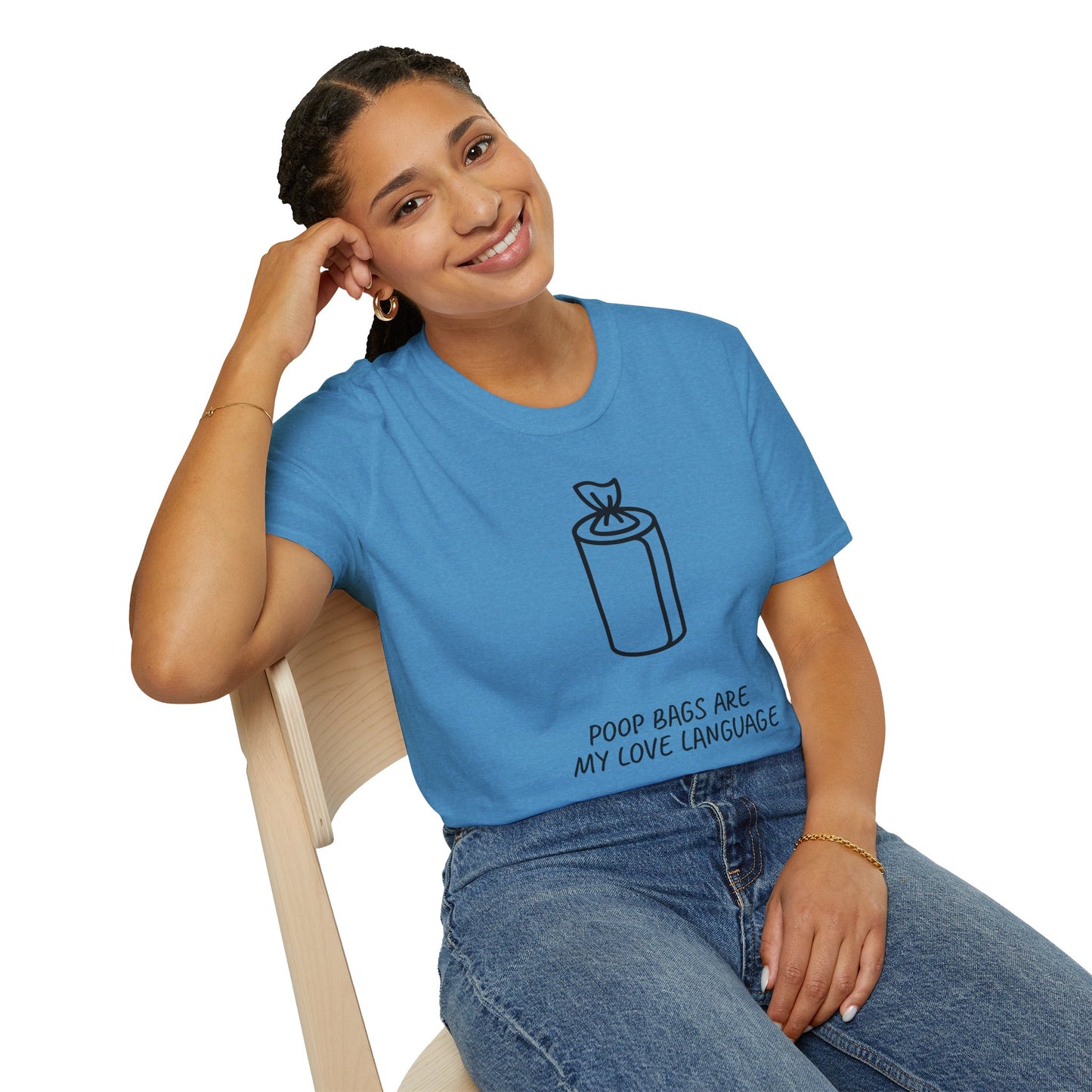 Poop Bags Are My Love Language T‑Shirt — Funny Dog Mom Pet Waste Bag Tee