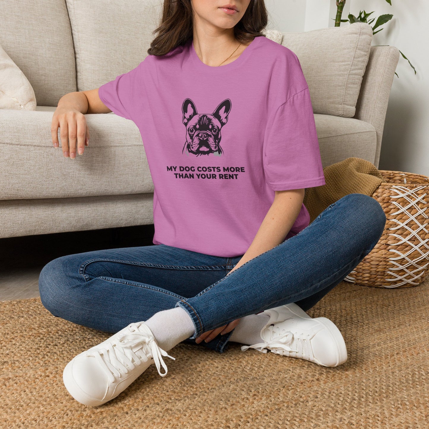 French Bulldog T-Shirt — "My Dog Costs More Than Your Rent" Cute Pet Lover Tee