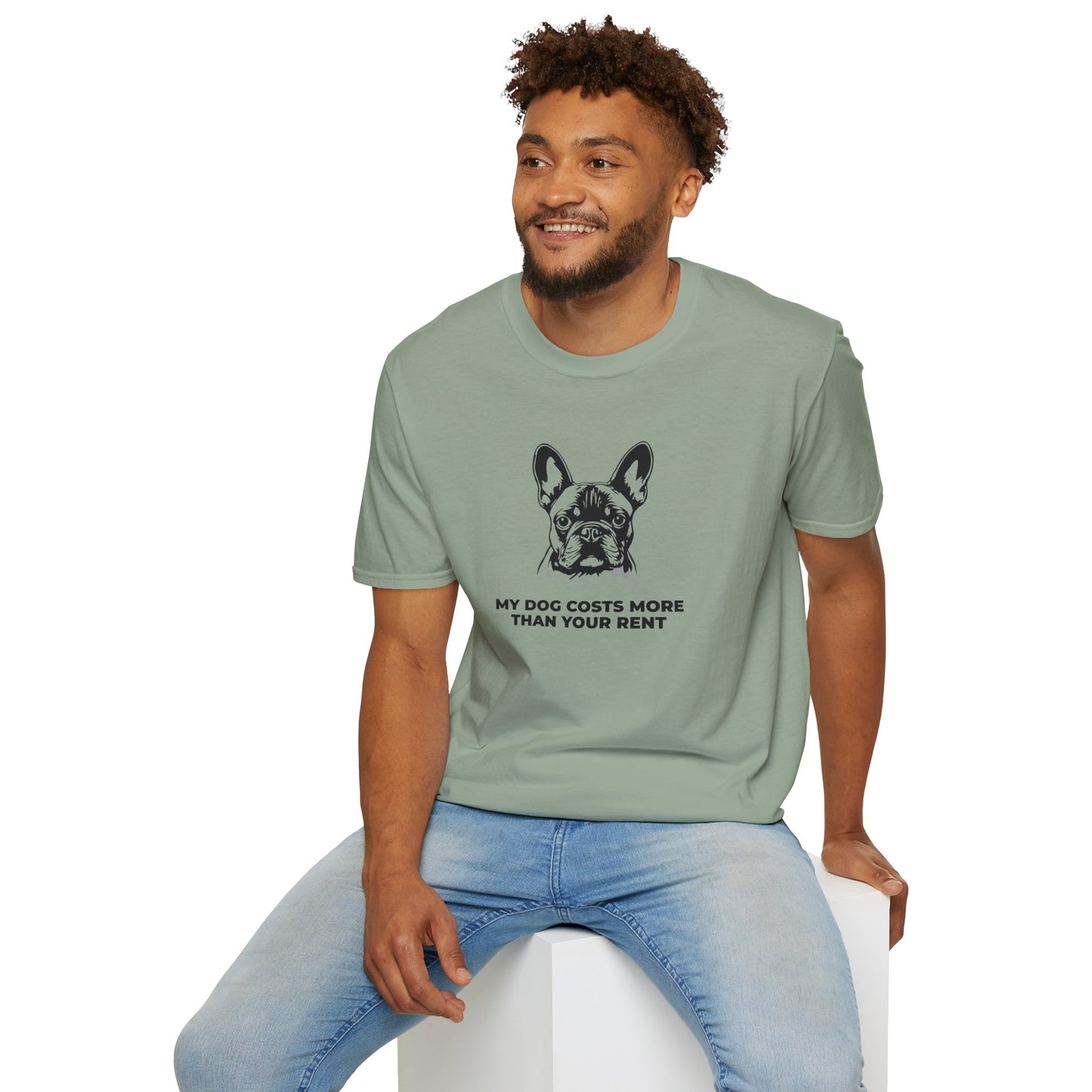 French Bulldog T-Shirt — "My Dog Costs More Than Your Rent" Cute Pet Lover Tee