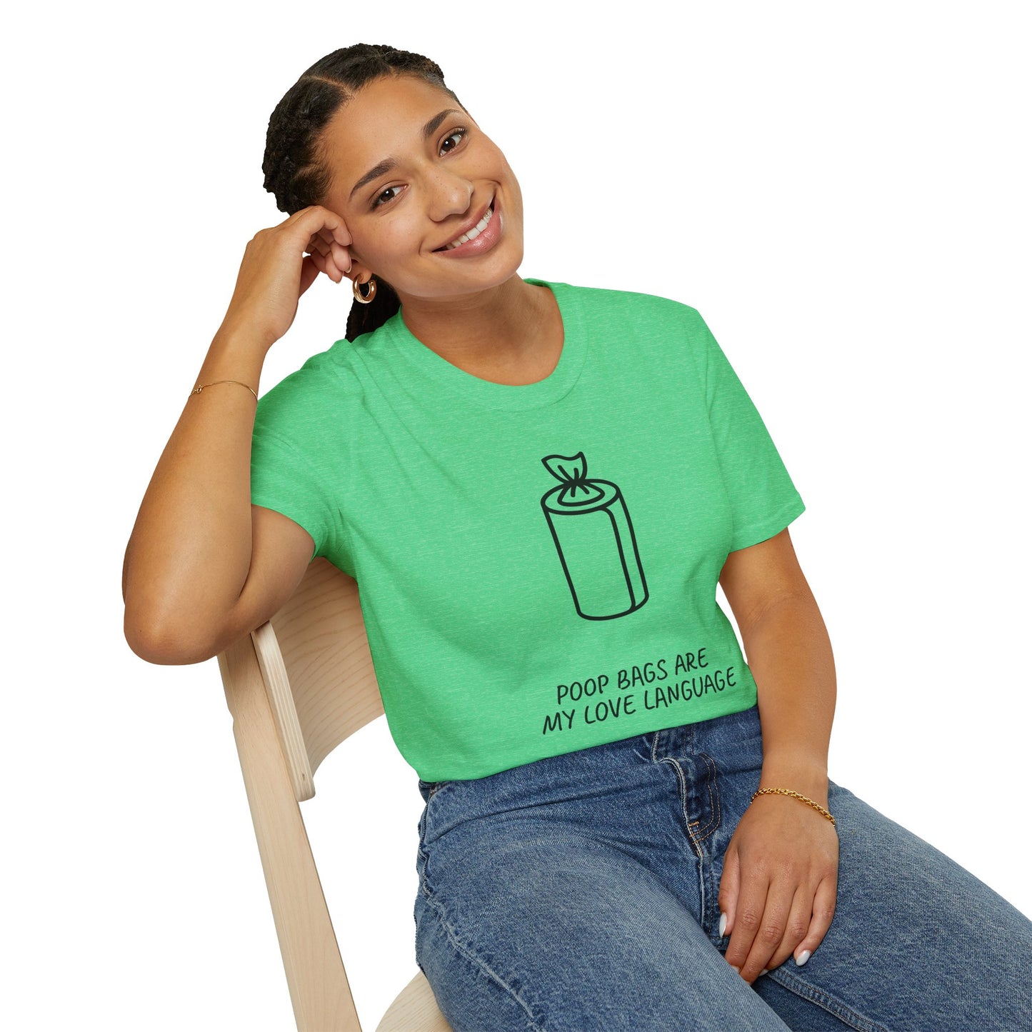 Poop Bags Are My Love Language T‑Shirt — Funny Dog Mom Pet Waste Bag Tee