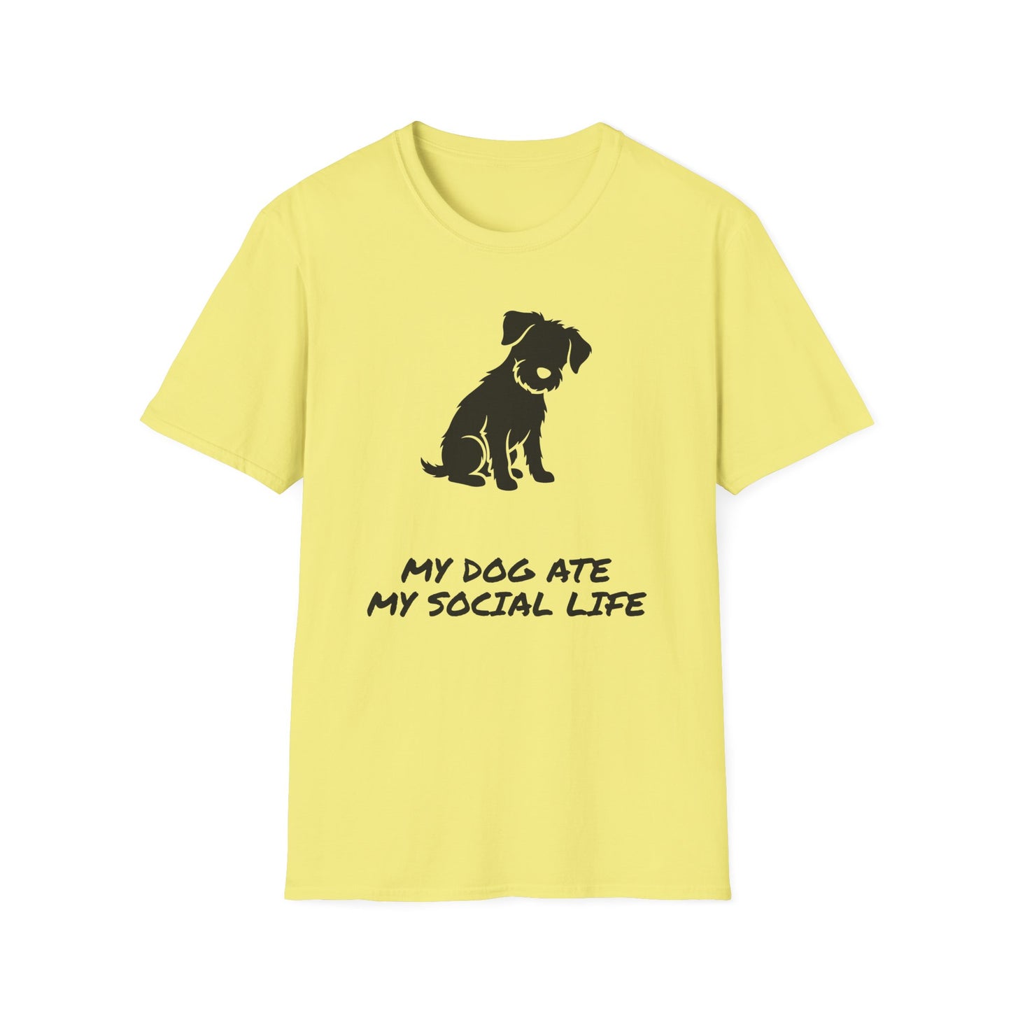 Dog Silhouette T-Shirt — "My Dog Ate My Social Life" Cute Pet Lover Tee