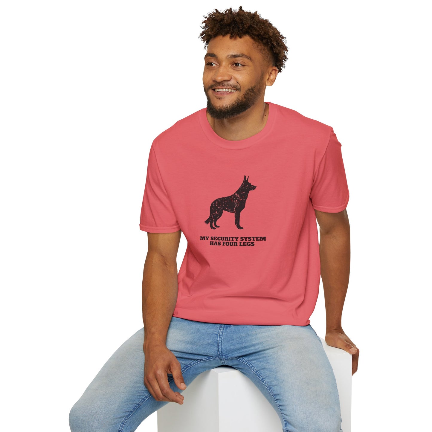 Dog Security T-Shirt — “My Security System Has Four Legs” Graphic Tee