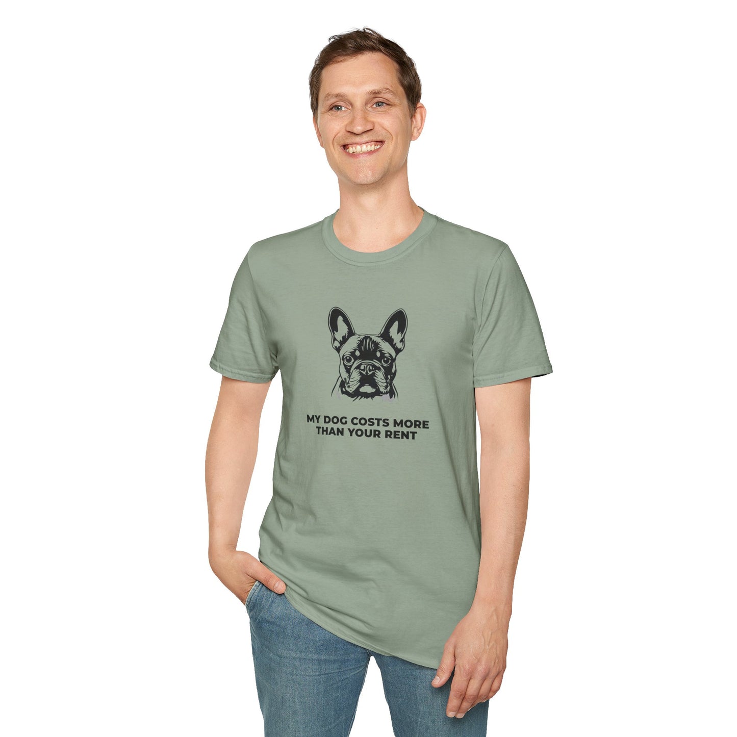 French Bulldog T-Shirt — "My Dog Costs More Than Your Rent" Cute Pet Lover Tee