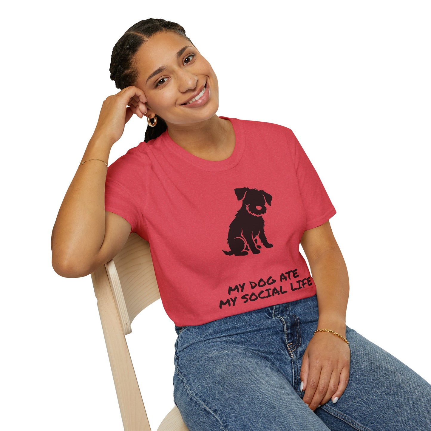 Dog Silhouette T-Shirt — "My Dog Ate My Social Life" Cute Pet Lover Tee